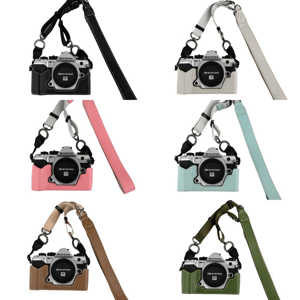 Túi Đựng Máy Ảnh OM5II In Hình Lòng Bàn Tay Da PU Cho Olympus OM-5 Mark II OM5 II Nửa Thân Dây Đeo V