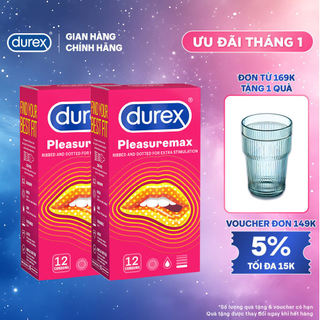  Bộ 2 hộp bao cao su Durex Pleasuremax gân gai size 56mm 12 bao hộp 