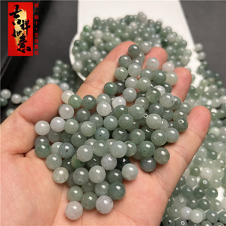 ((Giá 5 miếng) Hạt jadeite Myanmar 8mm, đá ngọc xanh vàng, dùng làm vòng tay
