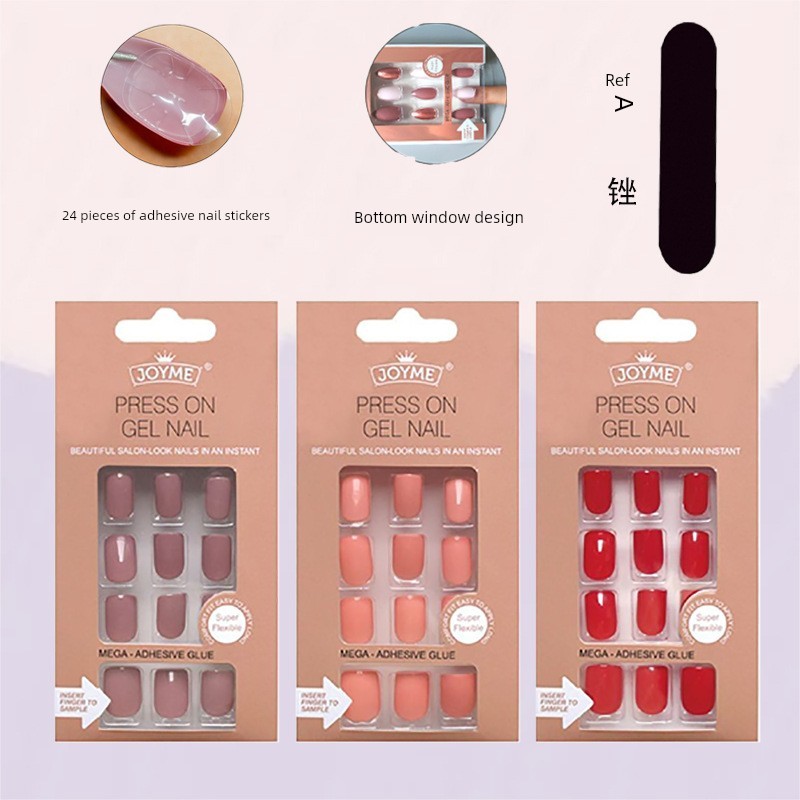 móng tay giả móng tay giả dài Joyme 24 Miếng Móng Tay Giả Màu Trơn Dính