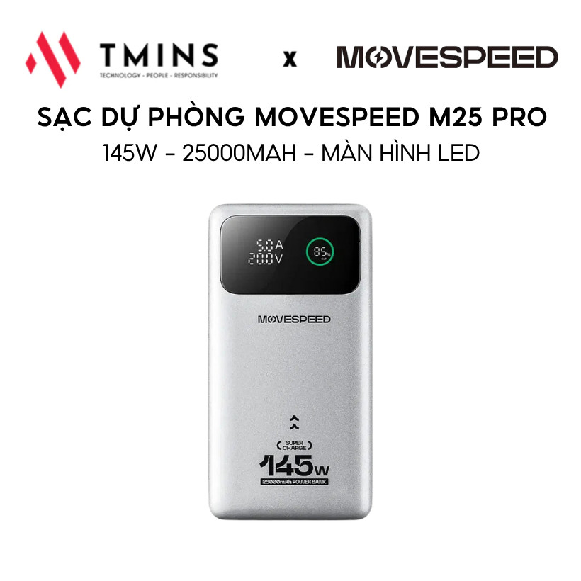 Sạc dự phòng Movespeed M25 PRO 145W/ 25000mAh/ Màn Led -  Hàng chính hãng