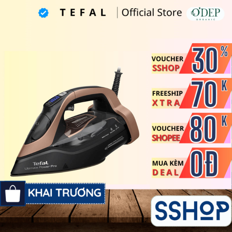 Bàn ủi hơi nước Tefal Ultimate Power Pro FV9E50E0 3200W - Mặt đế Ceramic - Bảo Hành Chính Hãng 2 Năm
