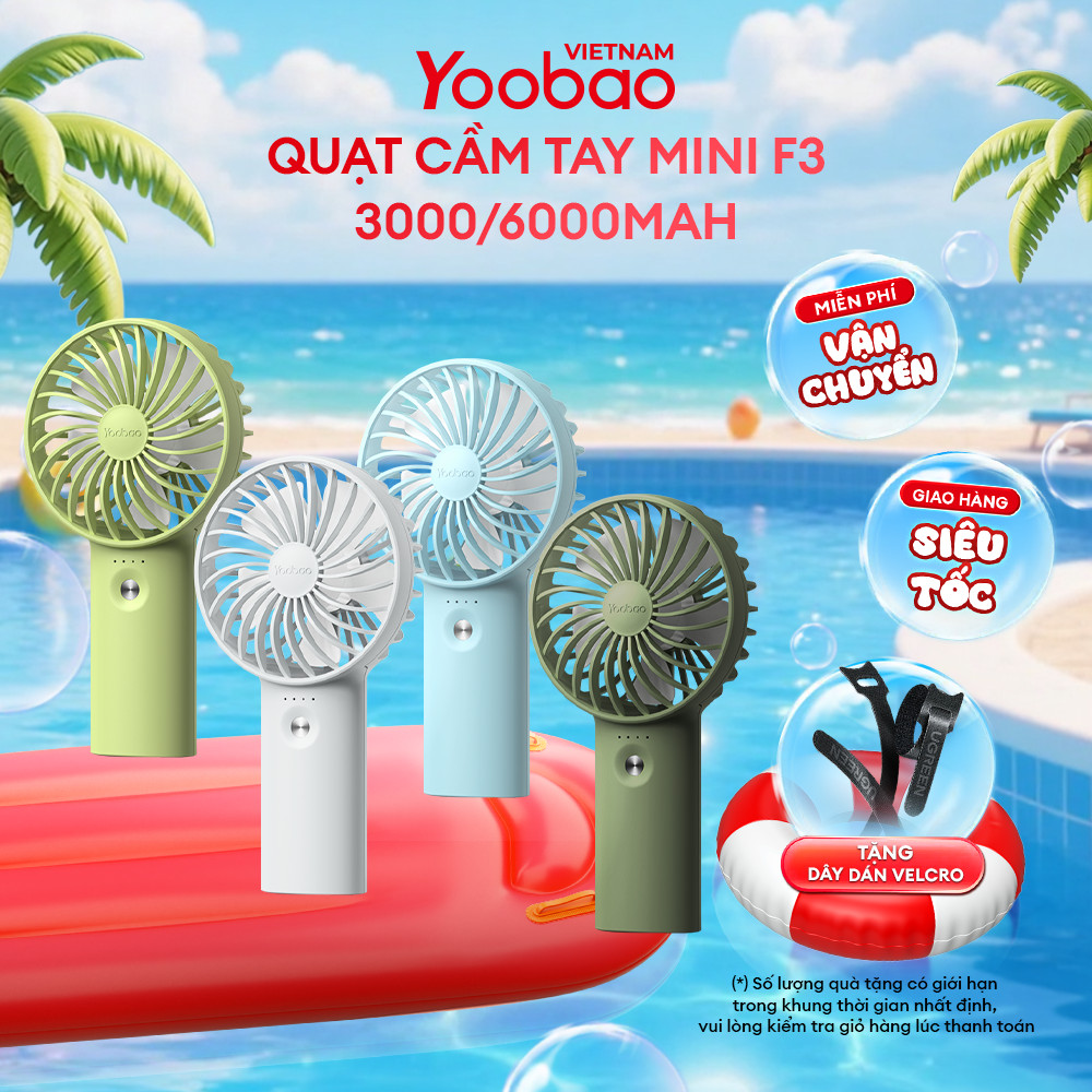 Quạt sạc mini để bàn làm việc YOOBAO F3 6000mAh/3000mAh - có thể chạy 26 giờ - Bảo hành 12 tháng