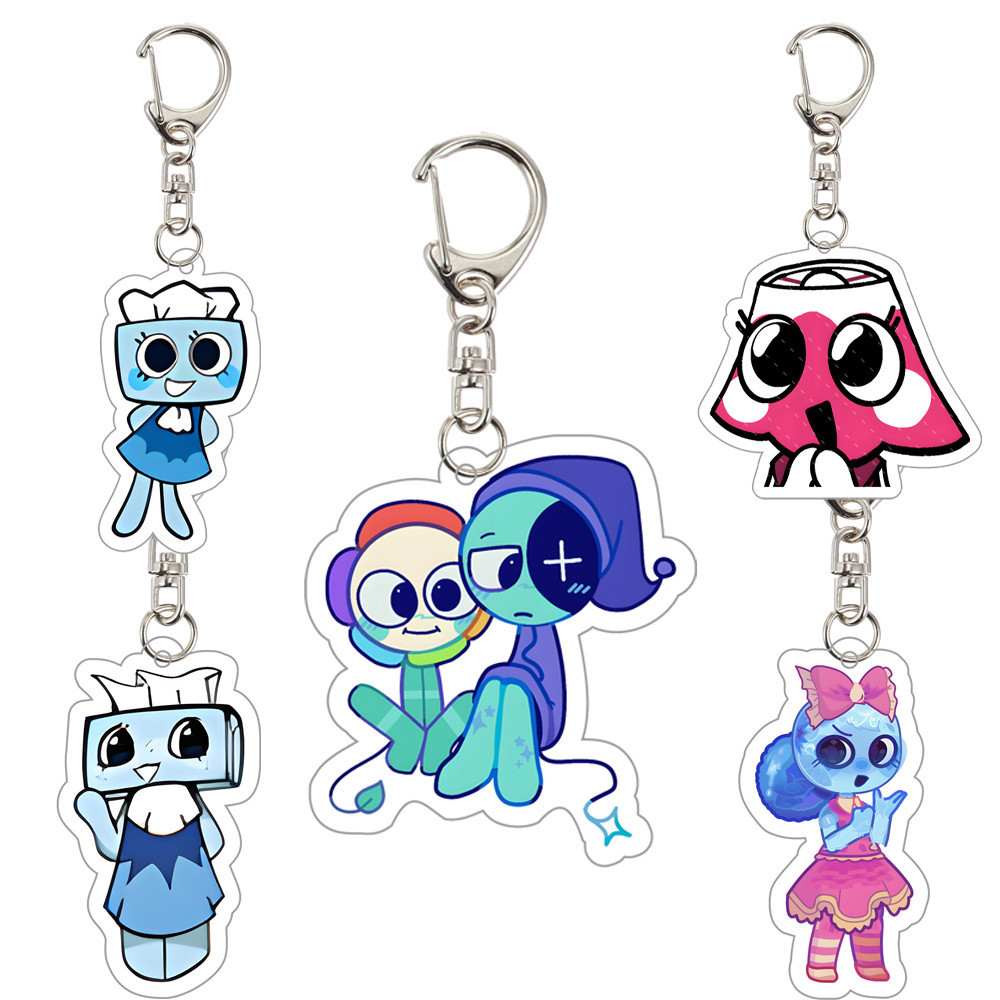 NEW Cross-border Game Dandy's World Scraps World Mini Cute Dandy Vee Shelly Pebble acrylic keychain 