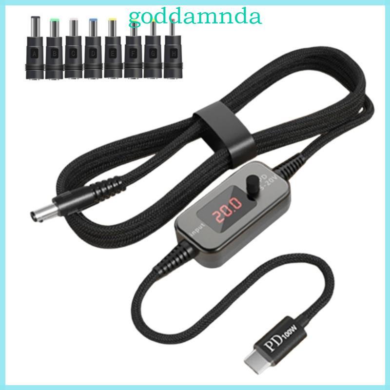 PD100W USB C to DC5521 Fast Charging Cord 5V 9V 12V 15V 20V 5A Adjustable Power