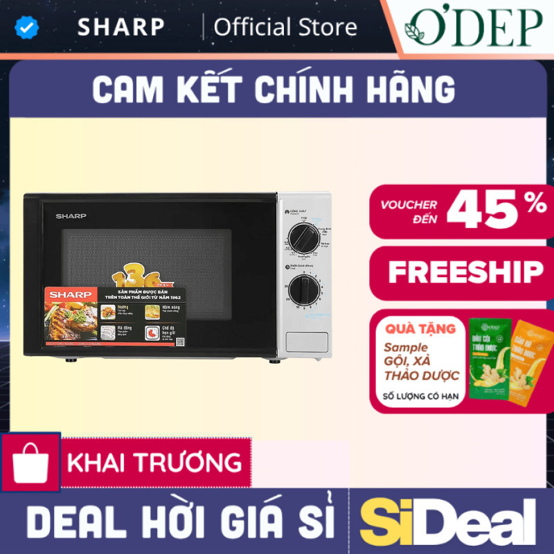 Lò vi sóng có nướng Sharp 20 Lít 800W - 1000W Chính hãng R-G225VN-BK - BẢO HÀNH 15 THÁNG - SIDEAL SI