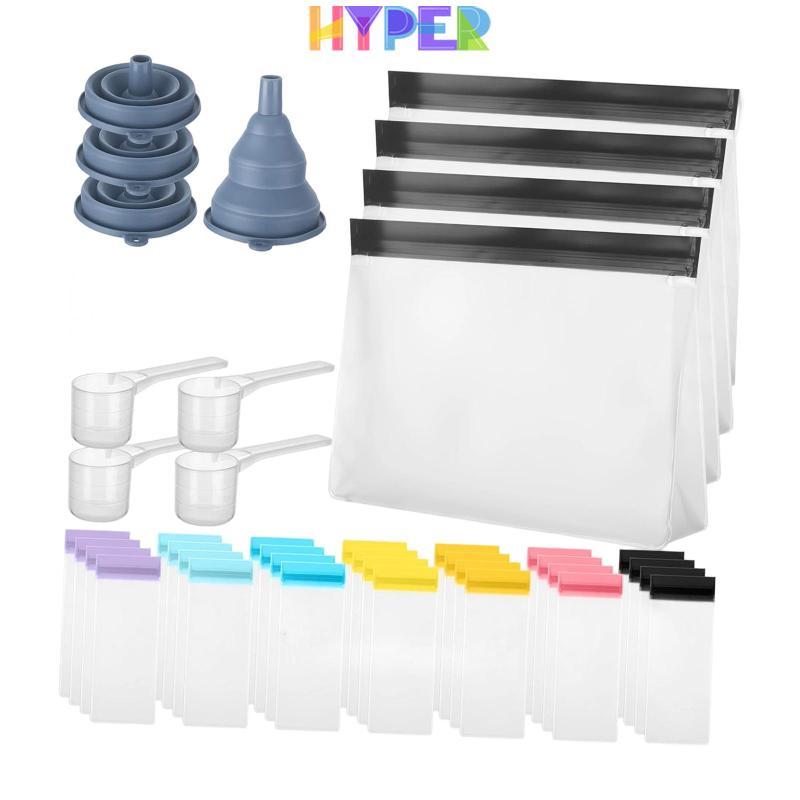 42 Miếng Bột Protein Du Lịch Bộ Hộp Đựng Zip Túi Có Phễu Thìa Có Thể Tái Sử Dụng Túi Zip Di Động Tổ 