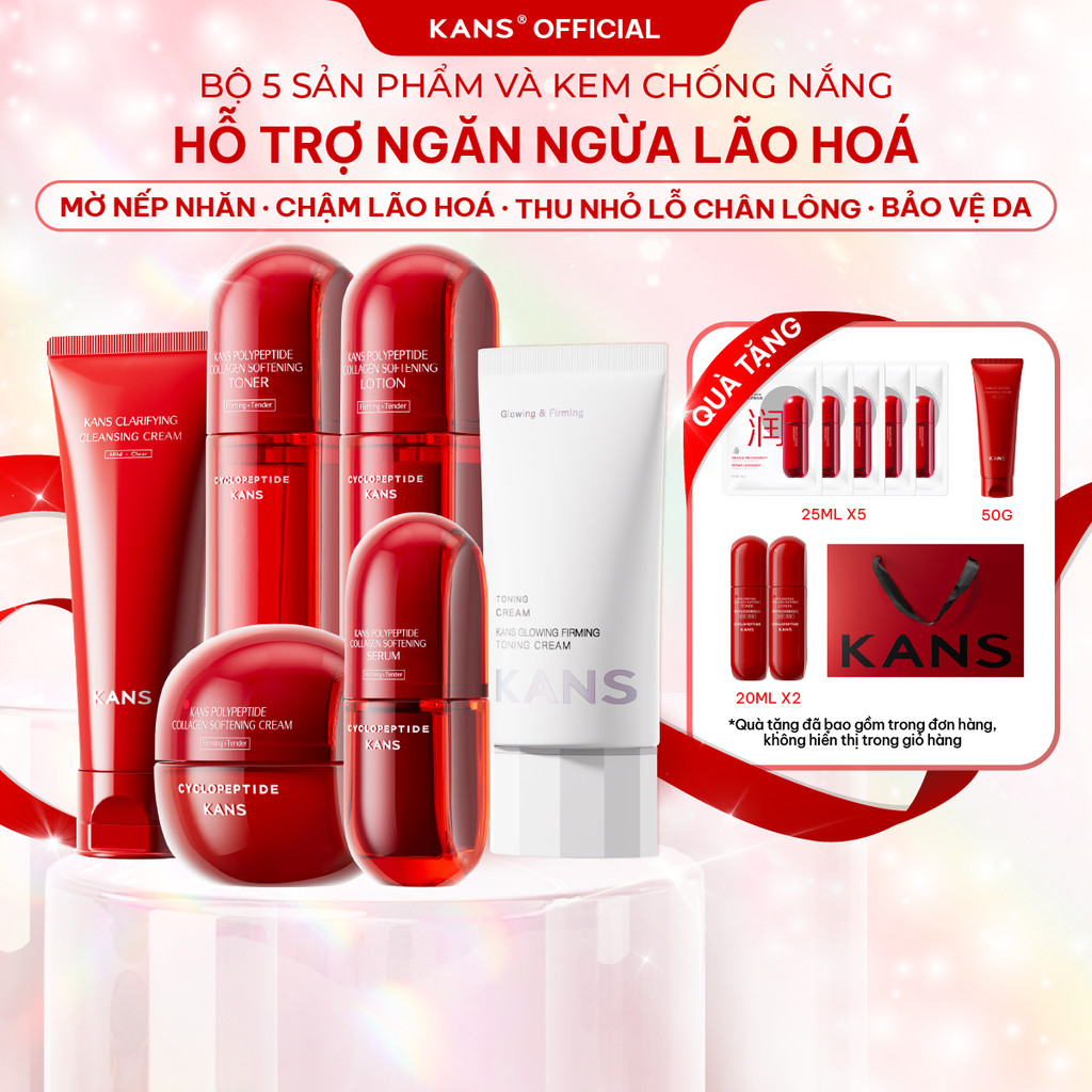[KOL LIVE] KANS Combo 6 Món Dưỡng Da Chống Lão Hóa Sữa Rửa Mặt - Toner - Lotion - Serum - Kem Dưỡng 