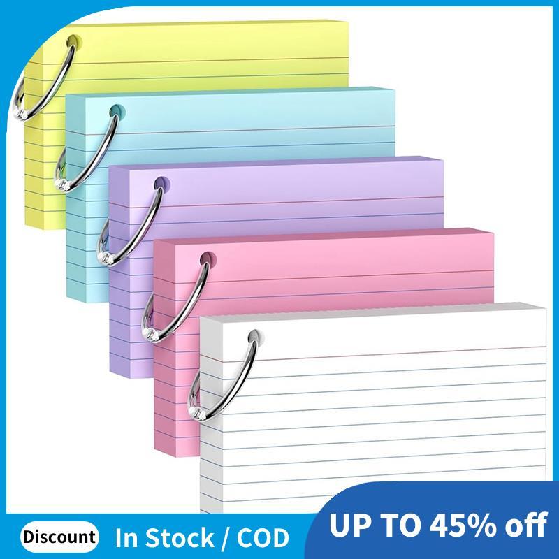 Thẻ chỉ mục màu 250-Pack 3x5 Inch có vòng chìa khóa - Nặng 180gsm để học tập và tổ chức hiệu quả