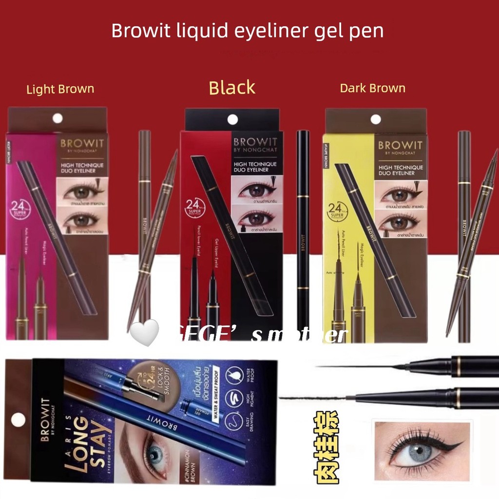 chì kẻ mắt eyeliner Thái Lan Browit Liquid Eyeliner Hai Đầu Gel Bút Chì Kem Lông Mày REECHADA Bút Ch