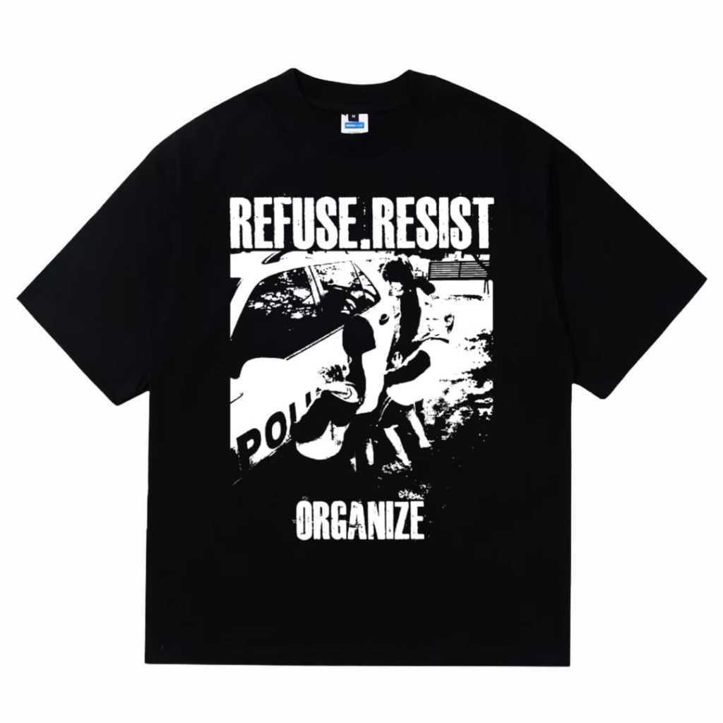 Metafora Tshirt Organize Vintage lengan pendek hitam Kaos distro Unisex