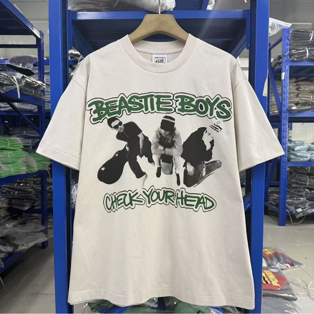 GIJC Beastie Boys Beast Boy Band High Street vibe Vintage Portrait Print Short Sleeve Shirt T T-shir