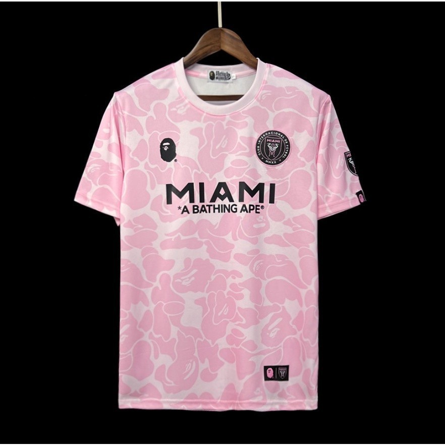 Áo thun thanh toán chung Miami & BAPE Áo bóng đá Jersey QST