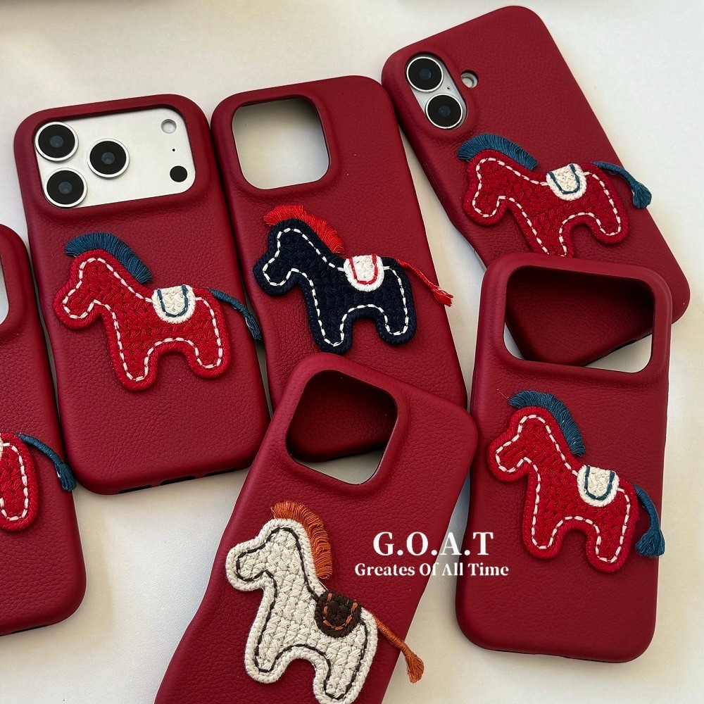 Vỏ ngựa thêu bằng da G.O.A.T Tương thích cho iPhone 17 pro max iPhone 17 16 15 14 pro iPhone 17 Vỏ b