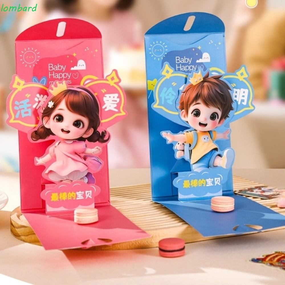 Phong bì màu đỏ sáng tạo LOMBARD 3D, Túi may mắn màu đỏ Lễ hội mùa xuân Túi tiền 3D, Phong cách Trun