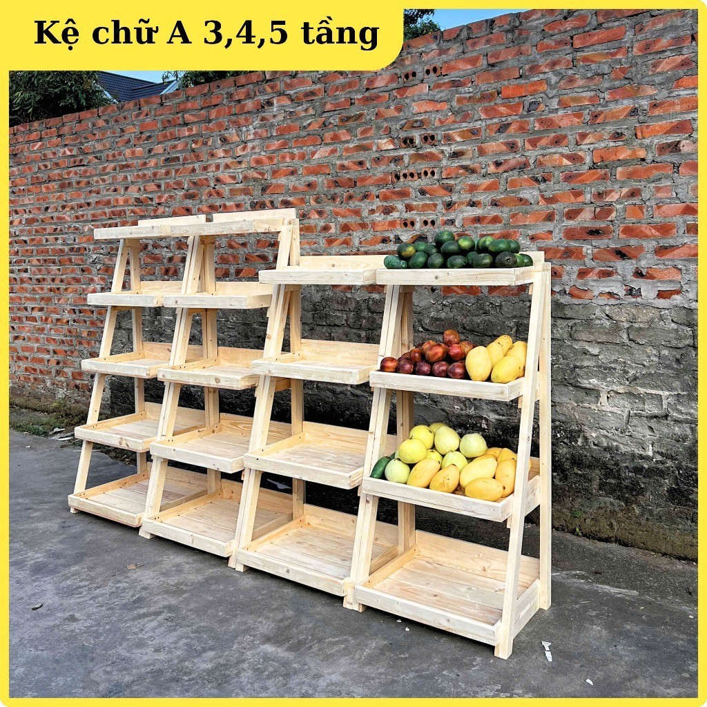 Kệ gỗ 3, 4 ,5 tầng  kệ chữ A  kệ gỗ thông để hoa quả, kệ sách , kệ trang trí, đồ nhà bếp, siêu thị, 