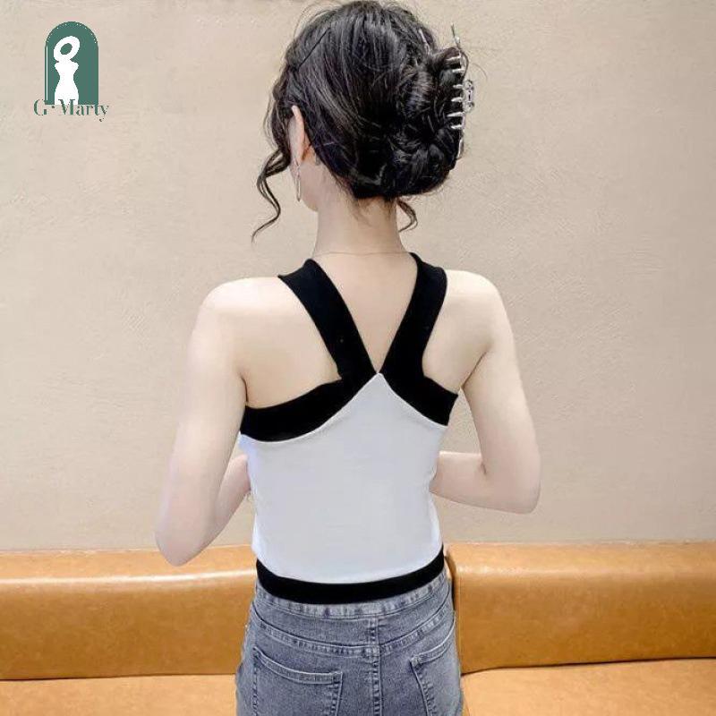 GMARTY Tank Top Không Tay Dệt Kim Cameo Mùa Hè Gợi Cảm