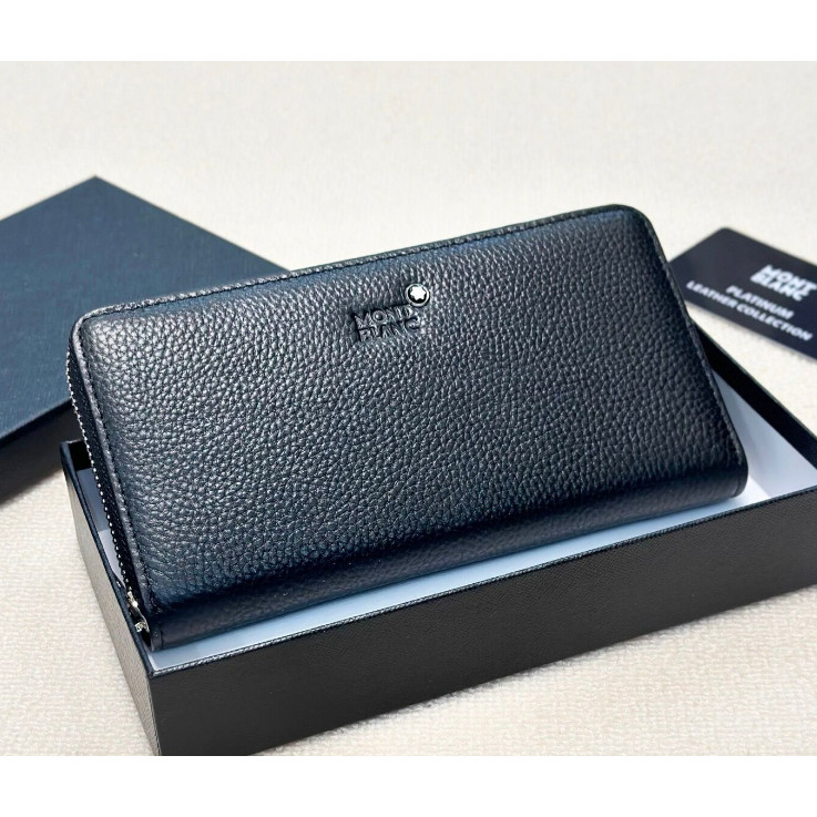 [Hộp quà] Ví dây kéo Mb / prada thời trang Da bò chất lượng cao Phong cách kinh doanh Ly hợp nam