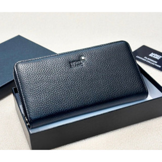 [Hộp quà] Ví dây kéo Mb / prada thời trang Da bò chất lượng cao Phong cách kinh doanh Ly hợp nam