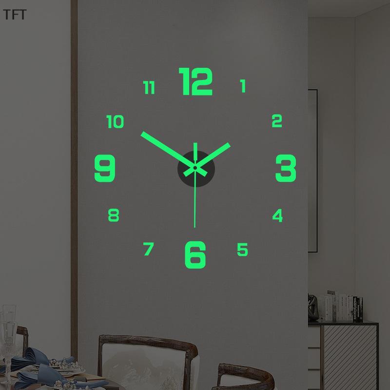 (FTT) Modern 3D Wall Clock Mirror Stickers NEW