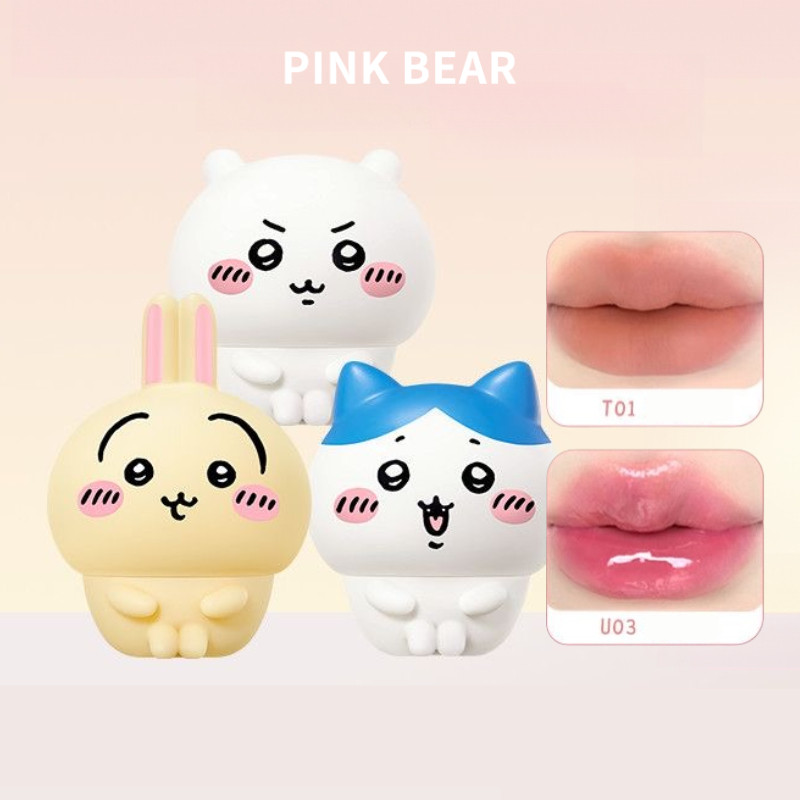 PINK BEAR Son Bóng CHIIKAWA Son Bóng Son Môi Bùn Lì Son Môi Gương Dưỡng Ẩm
