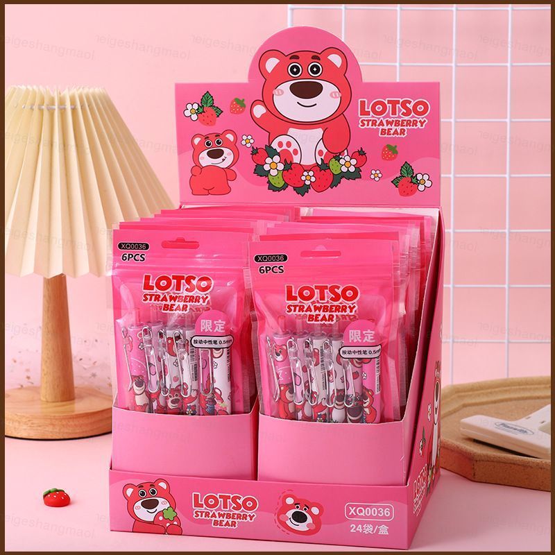 MG1 6 CÁI Lotso Click bút bi hoạt hình bút gel dễ thương màu hồng gấu dâu tây MG1