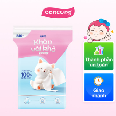 Khăn vải khô đa năng Animo - 240 tờ