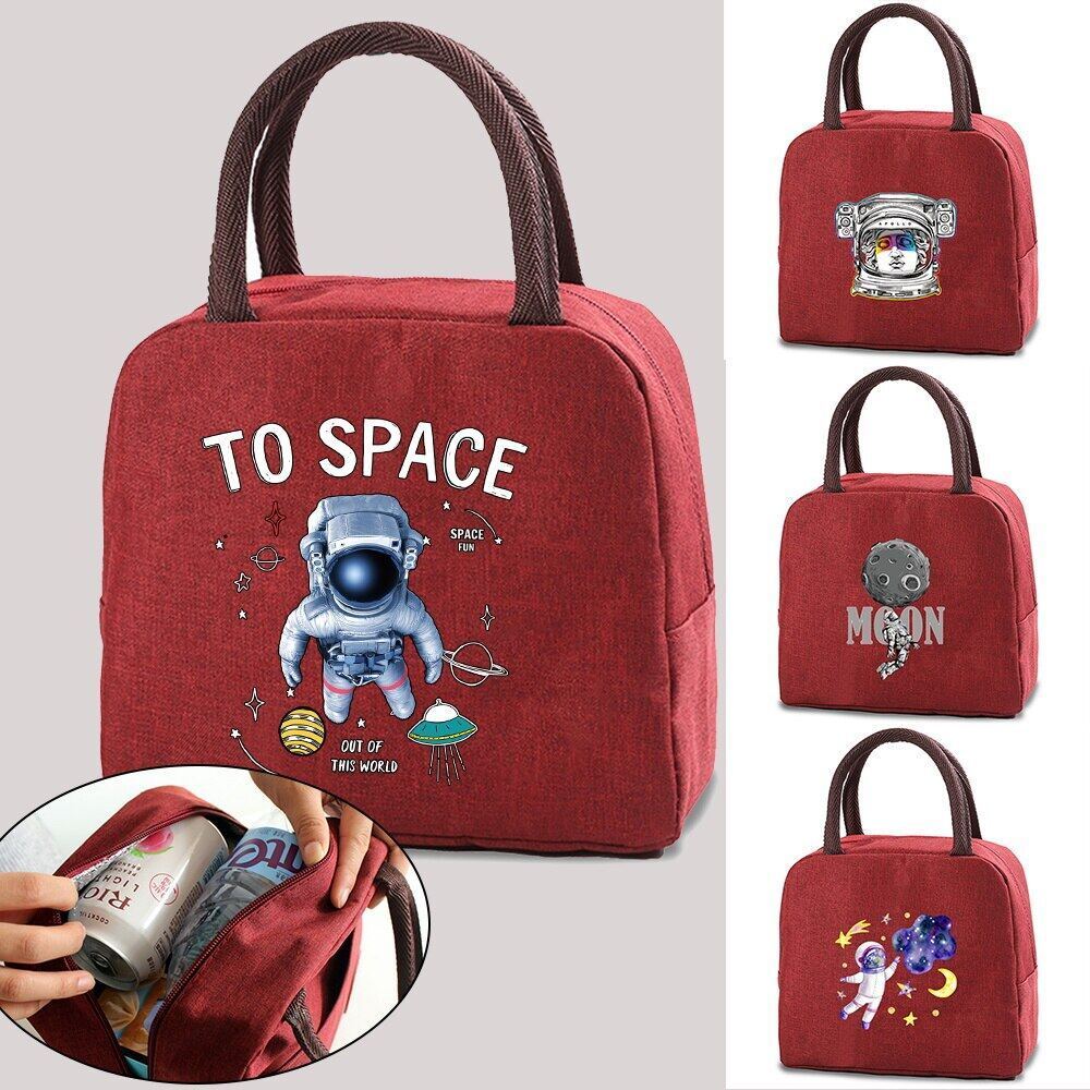 Lunch Bag Handle Cooler Bag Women Portable Food Bag for Work Student Thermal Lunch Bag Astronaut Pri