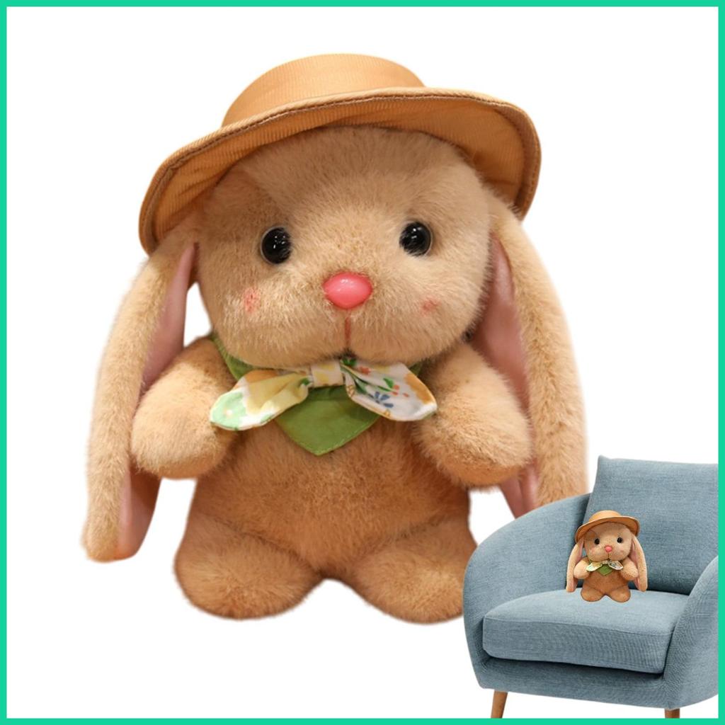 Thỏ Thú Nhồi Bông Dễ Thương Búp Bê Mềm Thú Nhồi Bông Thỏ Có Mũ Và Nơ Cho Giỏ Lễ Phục Sinh Mầm Non Si