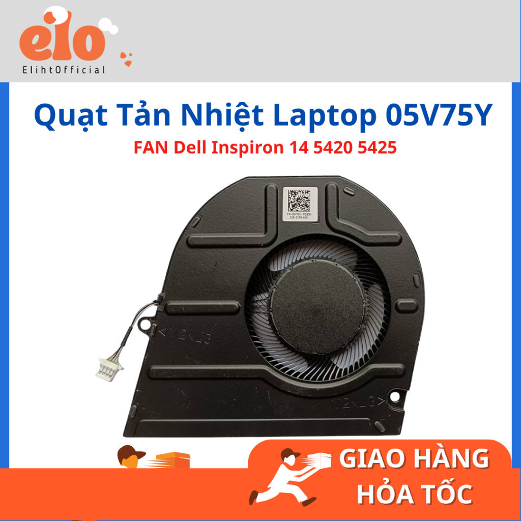 FAN Quạt tản nhiệt laptop Dell Inspiron 14 5420 5425 05V75Y 5V75Y ZIN - LIKENEW - BẢO HÀNH 1 THÁNG
