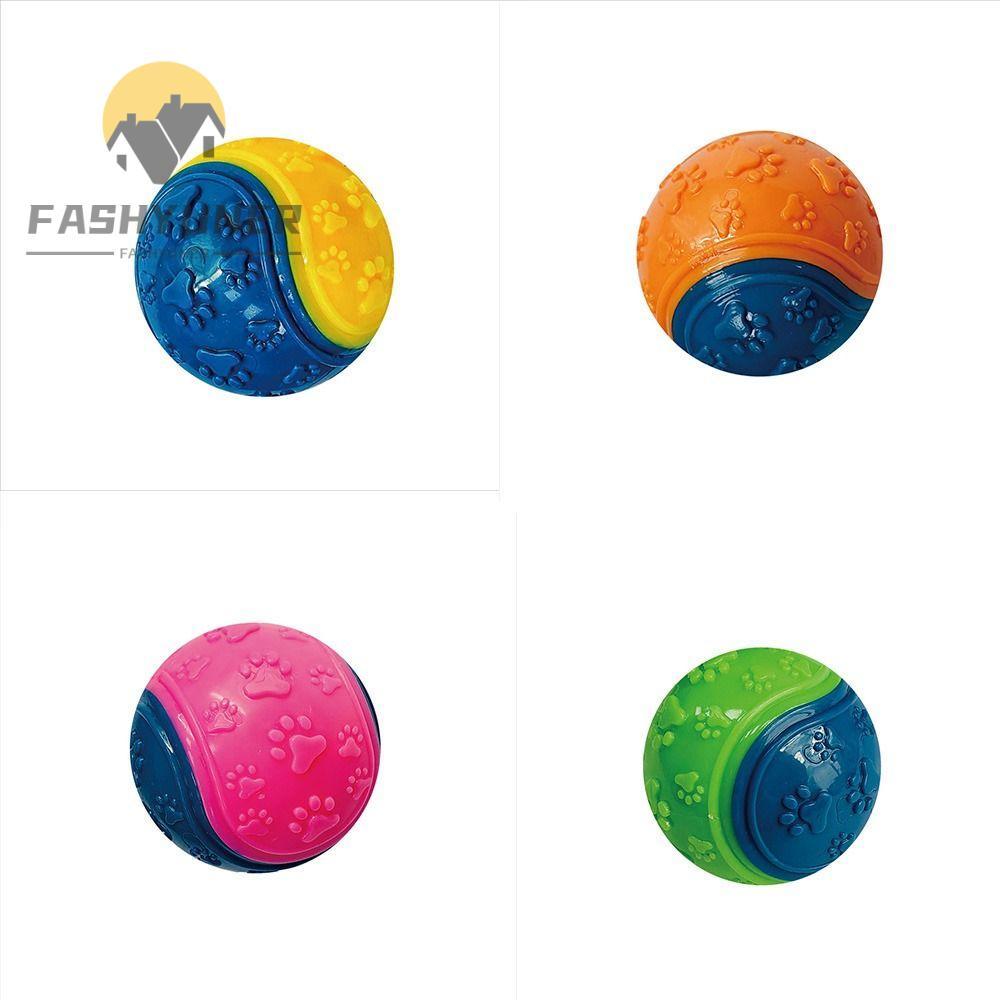 FASHYUNER Teasing Dog Ball, TPR 6.2cm Dog Chew Ball Toy, Cam Vàng Mèo Bouncing Toy Ball Dog