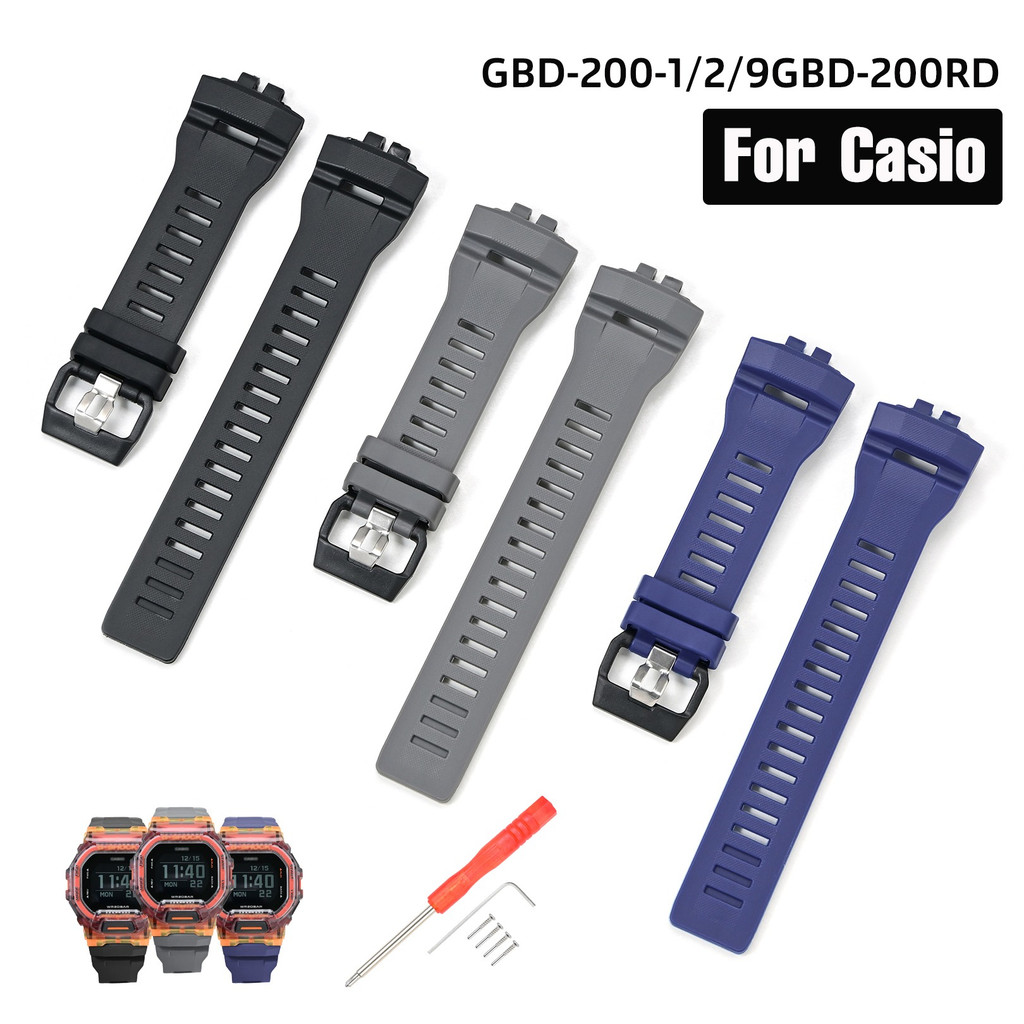 Dành Cho Casio GBD-200-1 / 2 / 9GBD-200RD Dây Cao Su Chống Thấm Nước Dây Đeo Đồng Hồ Silicon Mềm Phụ