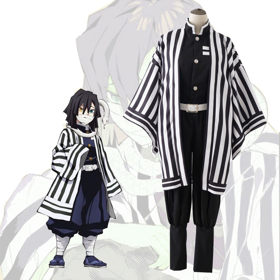 Demon Slayer - Outfit cosplay Iguro Obanai với tóc giả, phù hợp cho Halloween và Giáng sinh