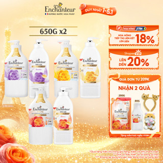  Combo Dầu gội dưỡng tóc mượt ENCHANTEUR Keratin và Sữa tắm nước hoa dưỡng da ENCHANTEUR thơm lâu đến 24 giờ 650g chai 
