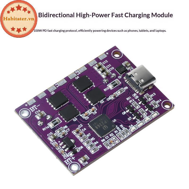 TATER 1 Cái -Boost Type-c Giao diện Bảng công suất cao IP2368 Mô-đun 100W hai chiều VN