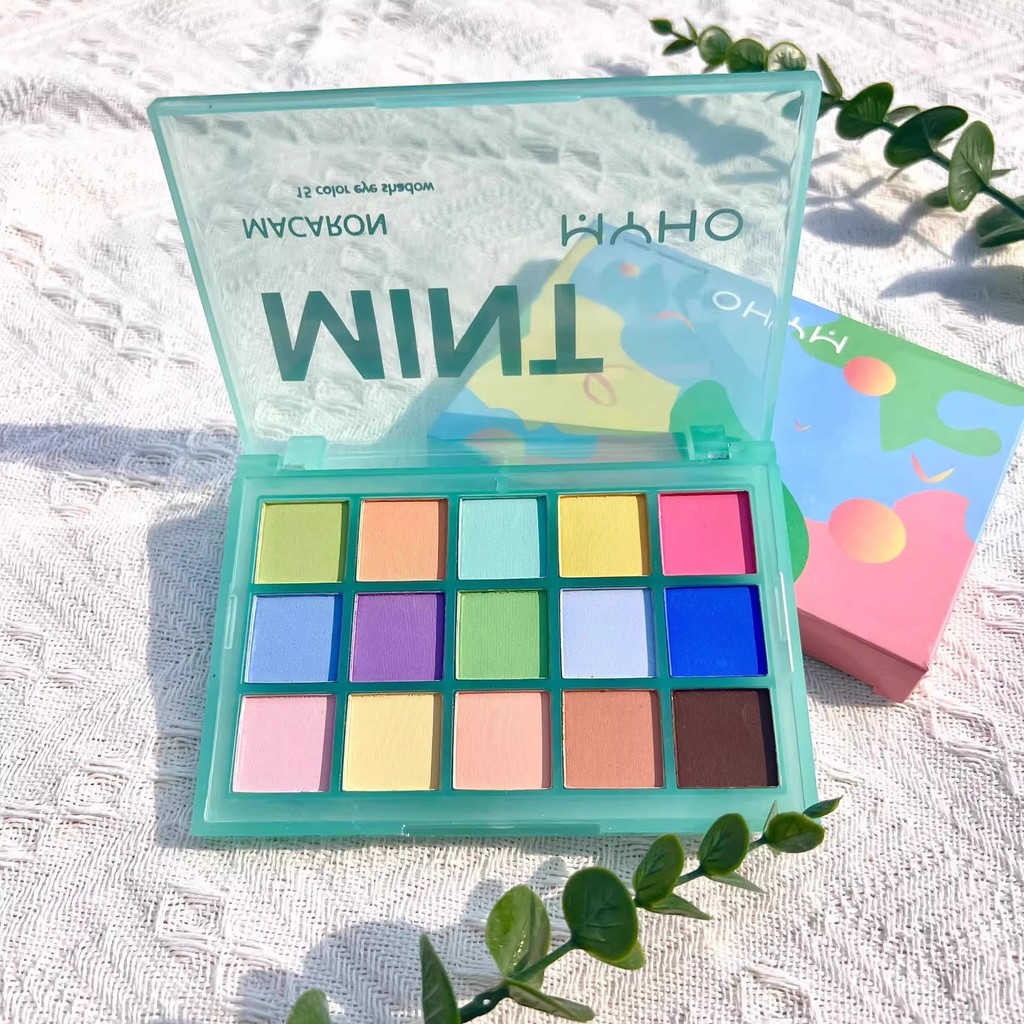 Spot Goods#Summer Cool Macarons！Mint Mambo Color15Color Eyeshadow Palette Candy Pure Matte Play Make