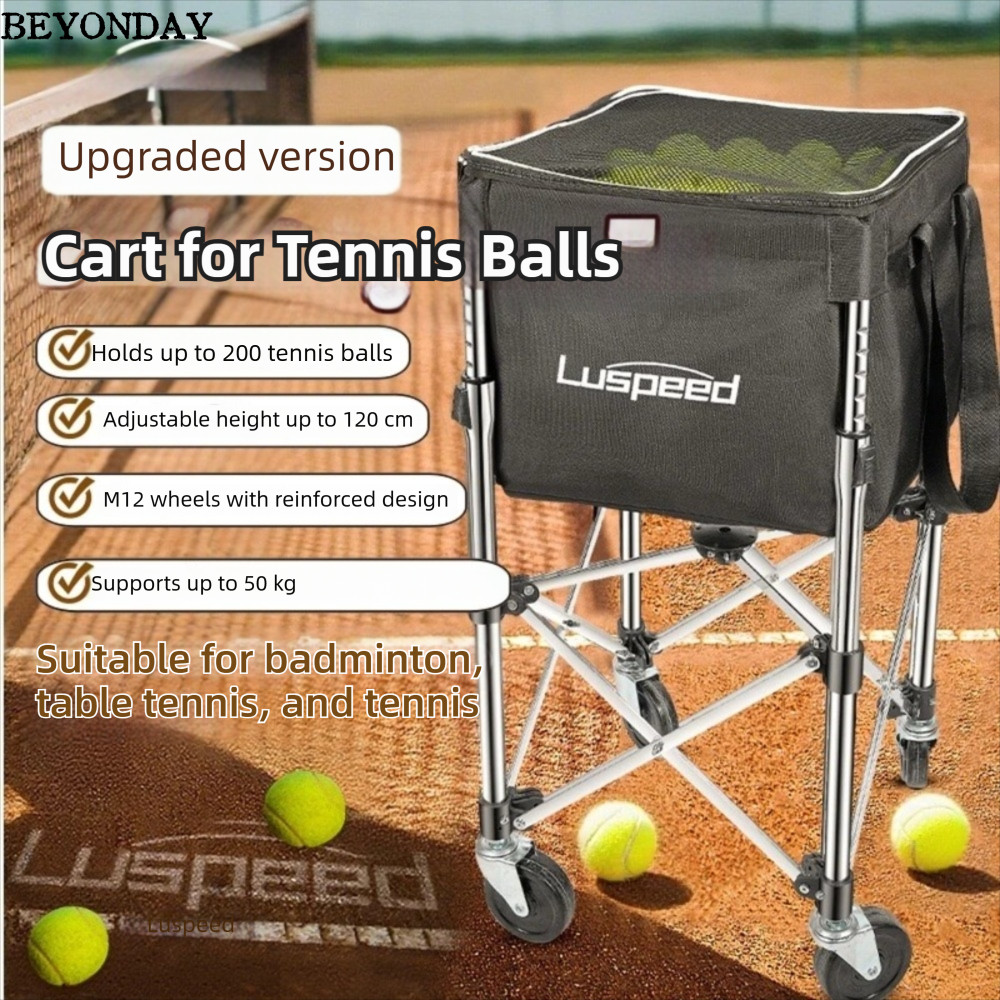 Xe đẩy chèn bóng tennis BEYONDAY, Giỏ thu bóng thép không gỉ Luspeed - Tiện lợi trong tập luyện quần