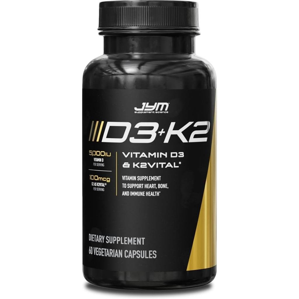 JYM D3 + K2 với 5000iu D3 & 100mcg Vitamin K2 dạng MK-7, Xương, Tim Mạch + Sức Khỏe Miễn Dịch Cho Na