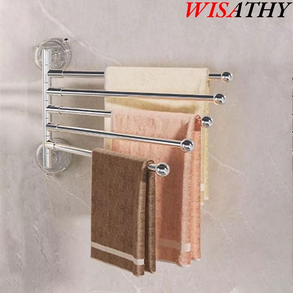 WISATHY Thanh treo khăn, Thanh 3 / 4 / 5 180° Giá treo khăn xoay, Dụng cụ sắp xếp phòng tắm có thể g
