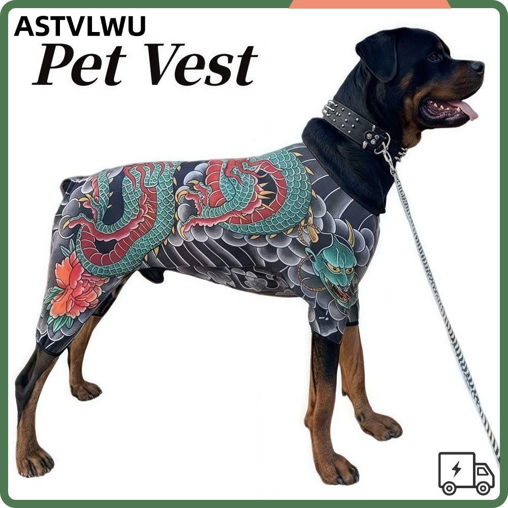 ASTVLWU Dog Cat Tattoo Jacket, Áo Vest hình xăm thú cưng vui nhộn bốn mùa, Sáng tạo thoáng khí giống