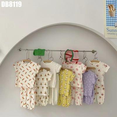 Đồ Bộ Bé Gái Mặc Nhà Quần Áo Mùa Hè Vải Đũi Xốp Họa Tiết Đáng Yêu MINTSCLOSET DB8119