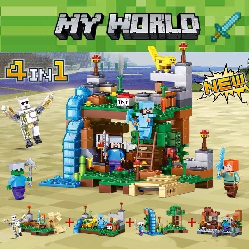 Bộ mô hình nhỏ giữ vườn 4 trong 1 My World Khối xây dựng Đồ chơi dành cho trẻ em Quà tặng