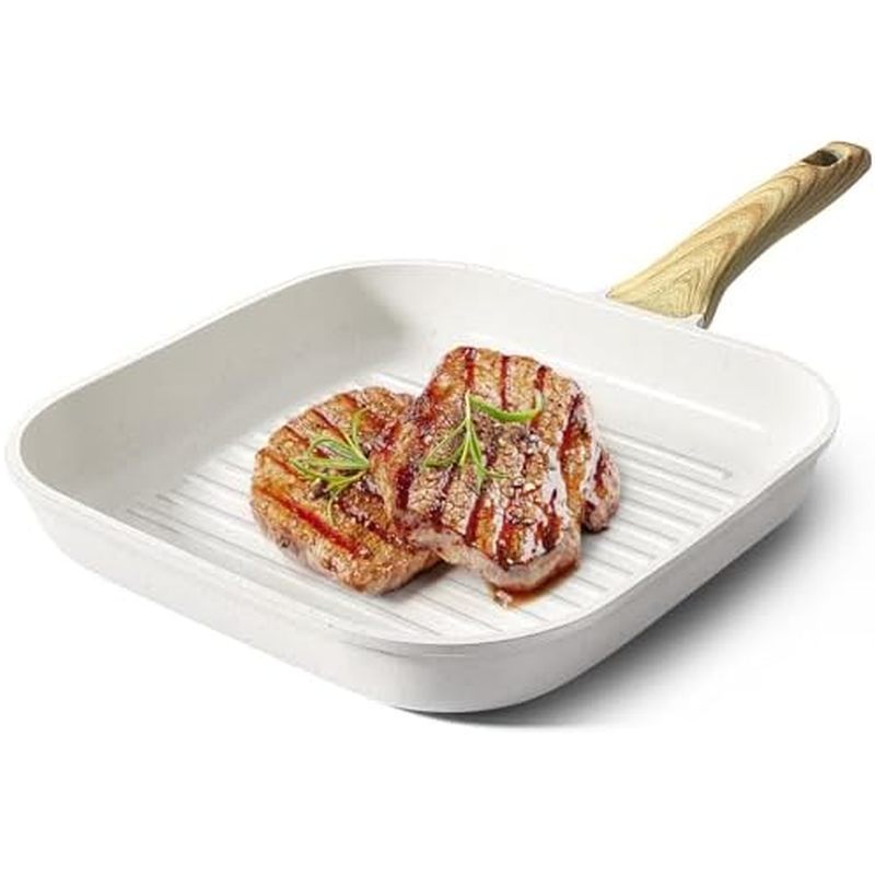 GiPP Nonstick Grill Pan for Stove Tops - 11 Inch Square Grilling Pan for Indoor Cooking & Outdoor Gr