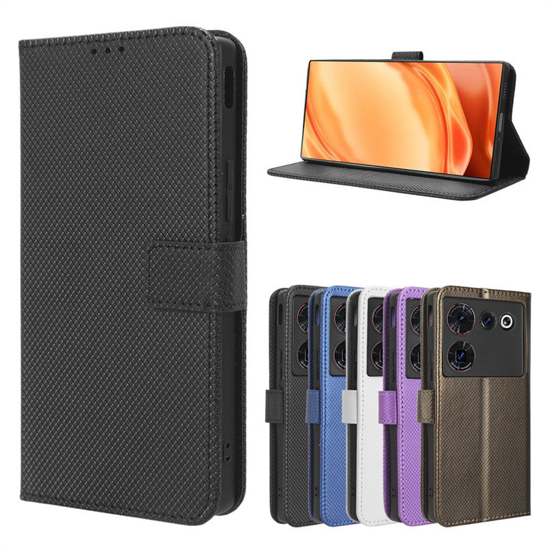 Thích hợp cho vỏ điện thoại nubia Z50Ultra ZTE nubia Z60 Ultra Diamond Pattern Leather Case Flip Car