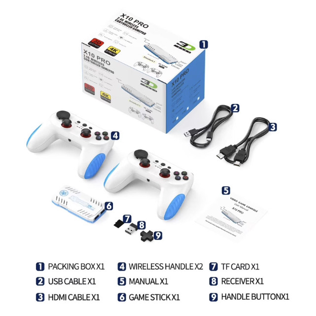 Game Stick Vàng X9 2024 Chip S905X3 4K nâng cấp game stick đỏ 3d máy chơi game cầm tay kết nối tivi