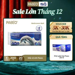  Combo 2 Lốc 10 cuộn Giấy Vệ Sinh Paseo Dolphin Cao Cấp  4 Lớp  - Tan Nhanh Trong Nước 