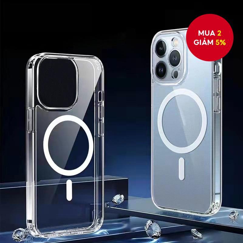 Ốp điện thoại trong suốt chống sốc - Hỗ trợ sạc không dây nhanh với khả năng hấp thụ từ tính tương t