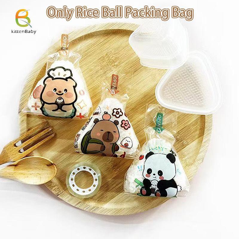 [Baby-t] 100 Chiếc Hoạt Hình Đáng Yêu Cho Tam Giác Cơm Bóng Bao Bì Túi Nori Onigiri Túi Sushi Làm Su