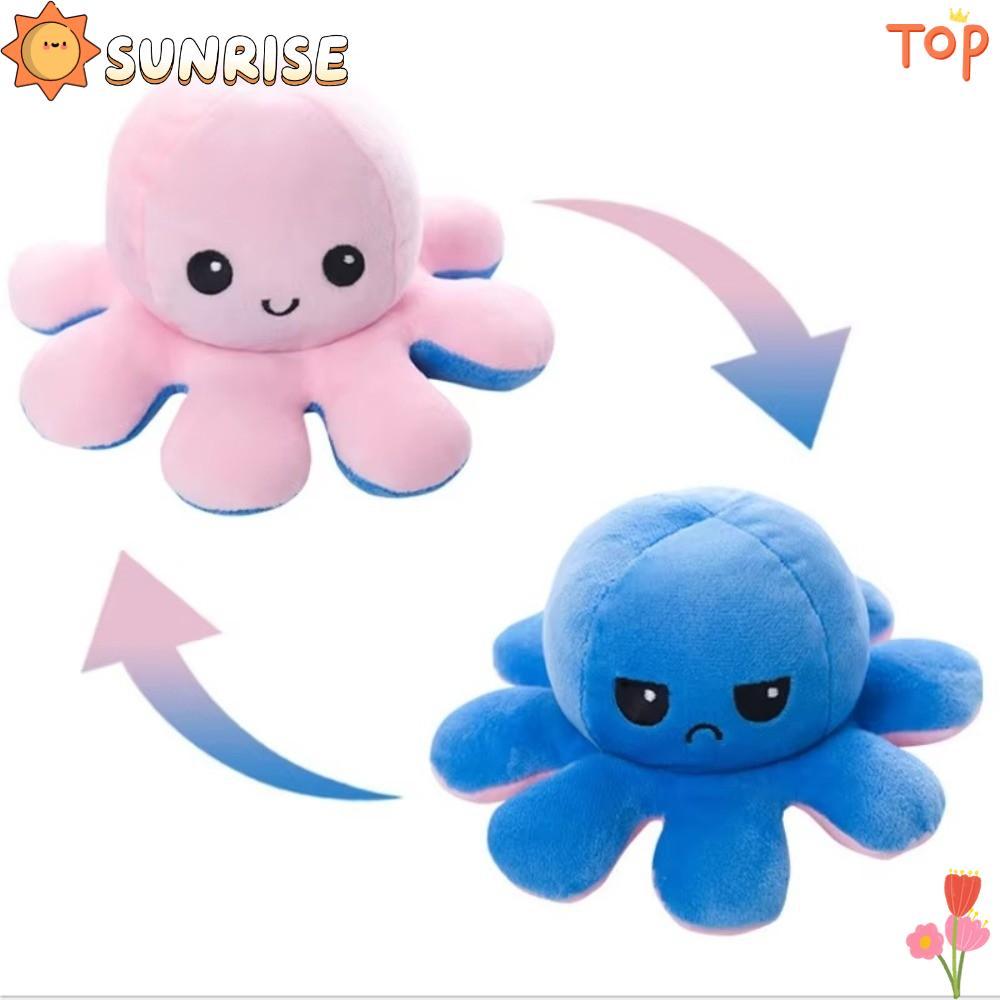 Búp bê bạch tuộc SUNRISE, Angry Happy Double Sided Flip Over Octopus Plush Toy, Búp bê lật hai mặt t