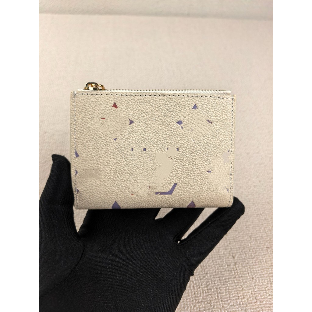 L* New White Tri-color Gradient Coin Purse Fashion Casual Monogram Full Print Storage Bag Large Capa